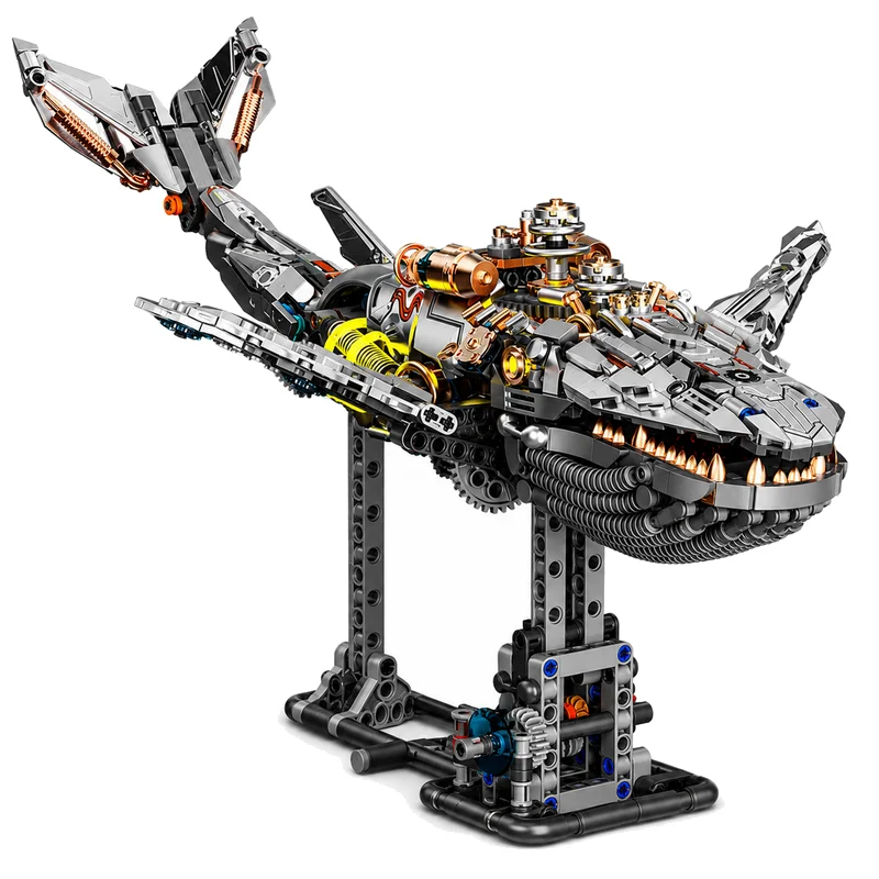 Creative 1388Pcs Mechanical Whale Building Blocks Ocean Life Bionic Motion Light MOC Desktop Gift Ornament