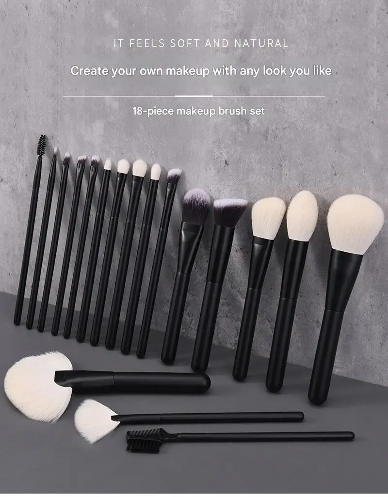 Natural Hair Makeup Brushes Travel Set 12PCS Portable With Eyebrow Eyeshadow Foundation Blending Brushes And Pouch