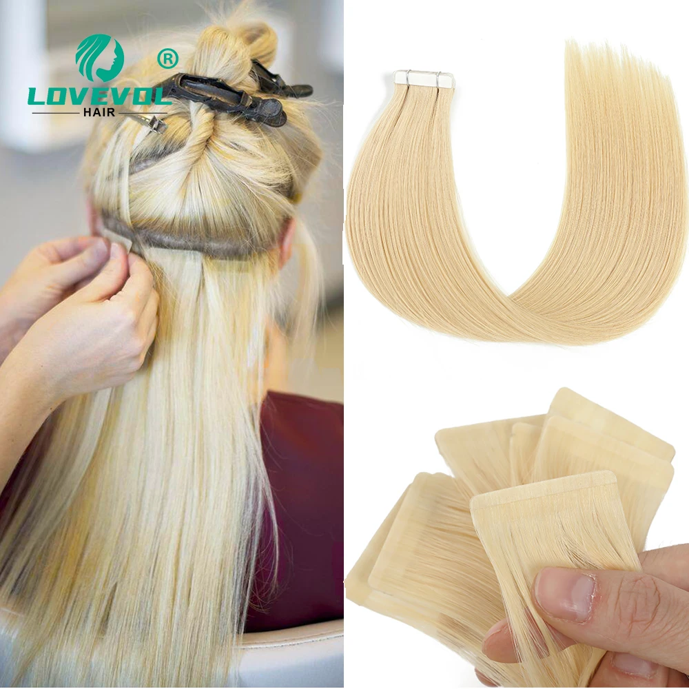 

Lovevol 12" 16" 20" Invisible Tape In Hair Extensions 20pcs 40G Straight PU Skin Weft Straight Machine Made Remy Human Hair