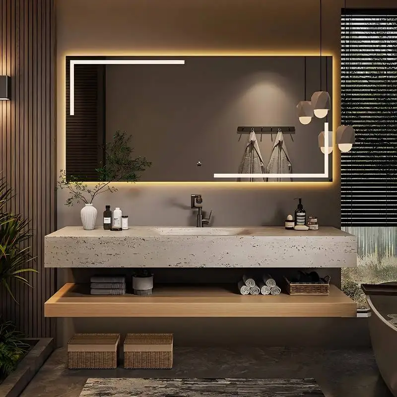 

Rustic Set Mirror Bathroom Cabinet Light Vintage Space Saving Bathroom Cabinet Shelves Vanity Mobile Da Bagno Furniture For Home