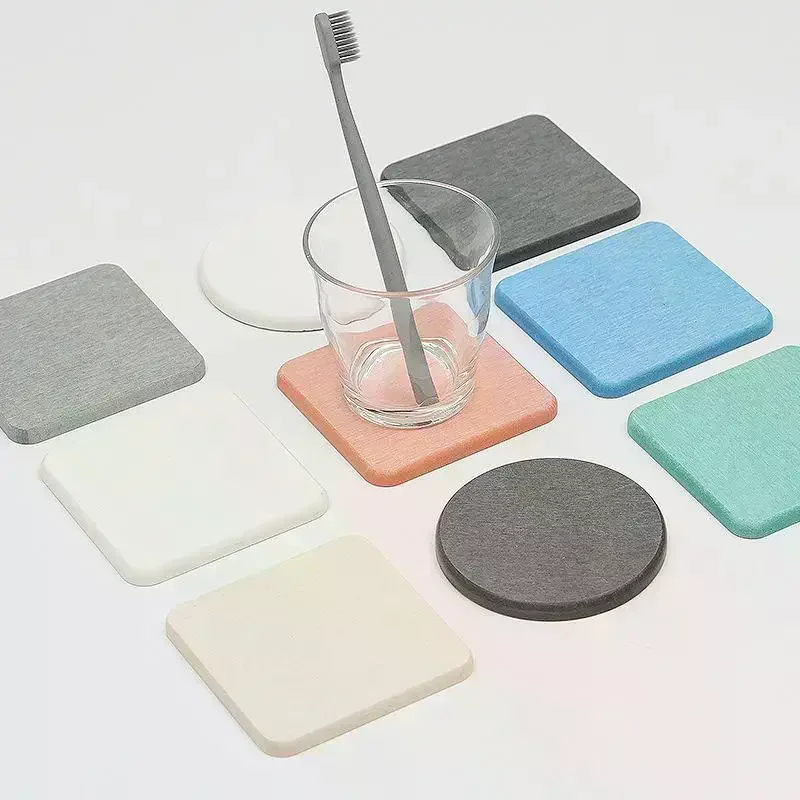 Solid Color Round Square Diatomaceous Earth Mats Toiletries Coasters Simple Absorbent Non-slip Cup Home And Decoration Kitchen