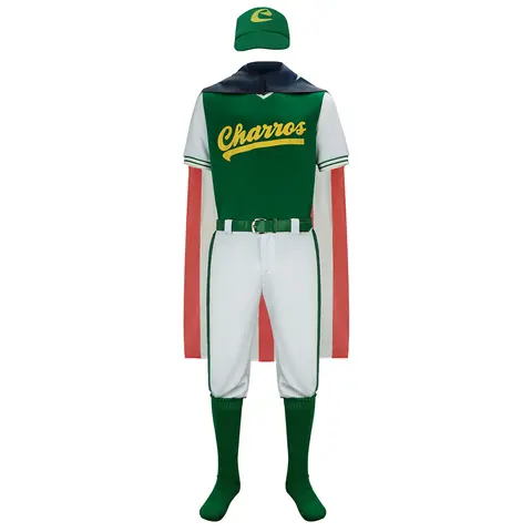 Kenny Powers Cosplay Baseball Jersey Green Color Charros Powers 55 Printed Eastbound Down Full Set Halloween Costume for Men