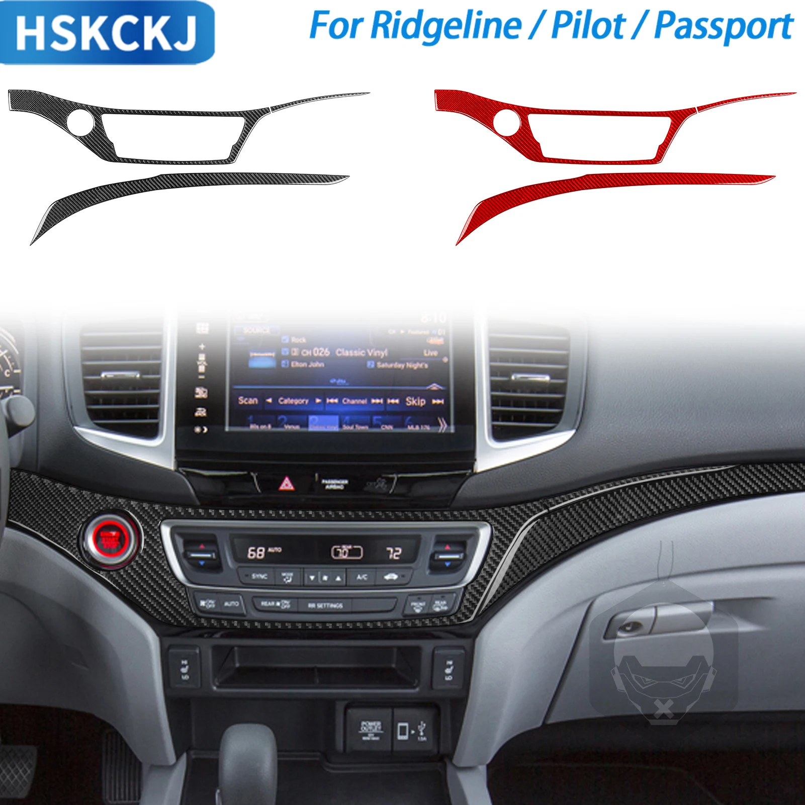 

For Honda Ridgeline Pilot Passport Car Accessories Carbon Fibe Center Contorl Dashboard Set Interior Cover Trim Modified Sticker