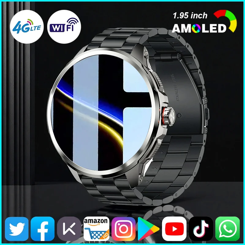 

4G LTE For Android Smart Watch HD AMOLED Screen WiFi GPS 4G SIM Call Google play Smartwatch 1100mAh Battery