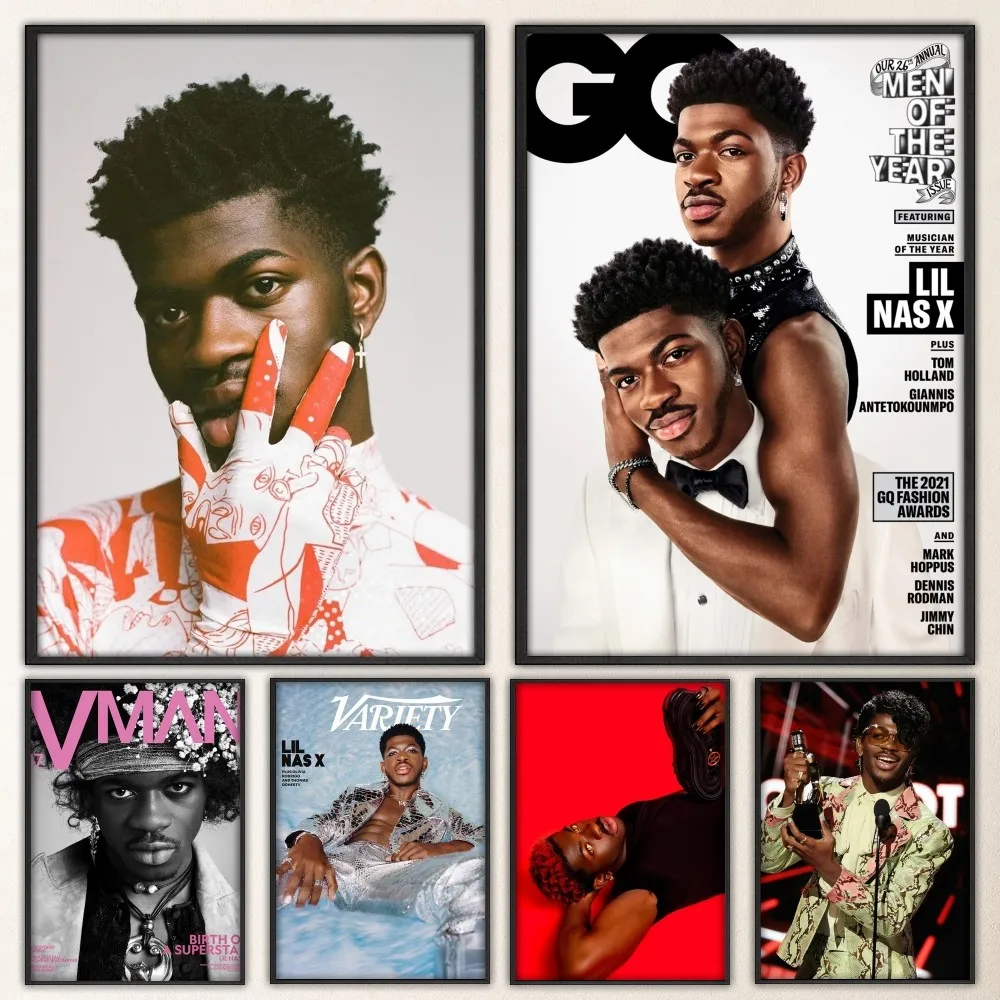 

L-Lil Nas X Rapper Poster Prints Poster Wall Painting Bedroom Living Room Wall Bar Restaurant Sticker Large