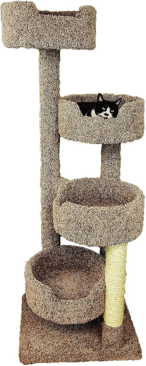 New Cat Condos 190209 Large Cat Tower with 4 Easy to Access Spacious Perches,