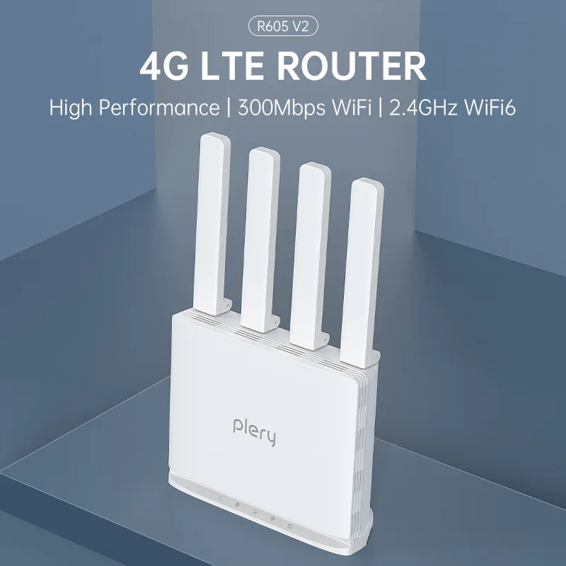 Plery 4G Wireless Router 300Mbps WiFi6 2.4G Router Wireless Modem External Antenna With SimCard Slot Router For Home Travel Work