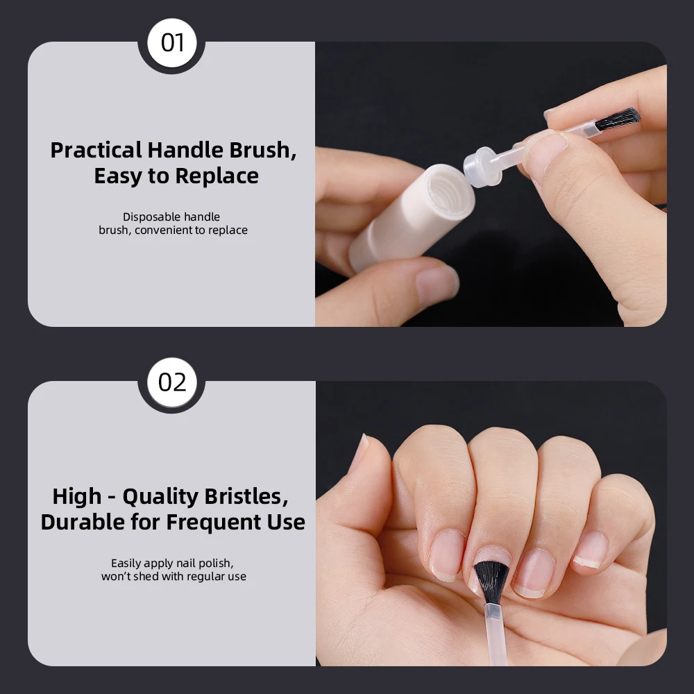 50Pcs Nail Polish Replacement Head Brush Kit with Handle Soft Bristles Nail Brushes for Nail Polish Gel Liquid Application