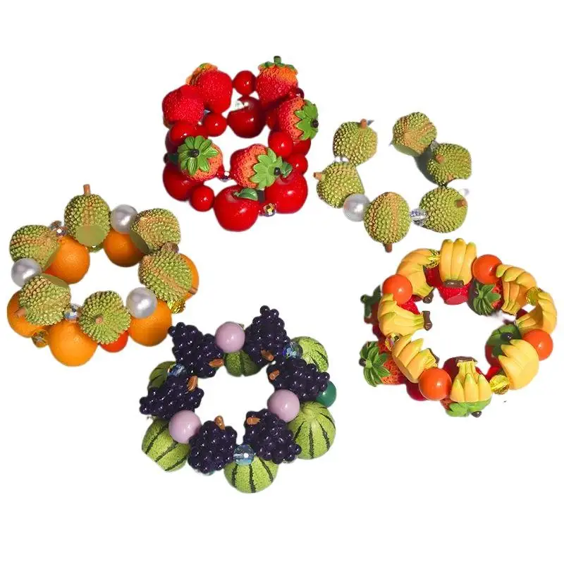 Harz-Simulationsfrucht-Gemüse-Perlenarmband Dopamin-Perlenarmband Kreatives Persimmon-Sommer-Boho-Schmuckzubehör – Detail 2