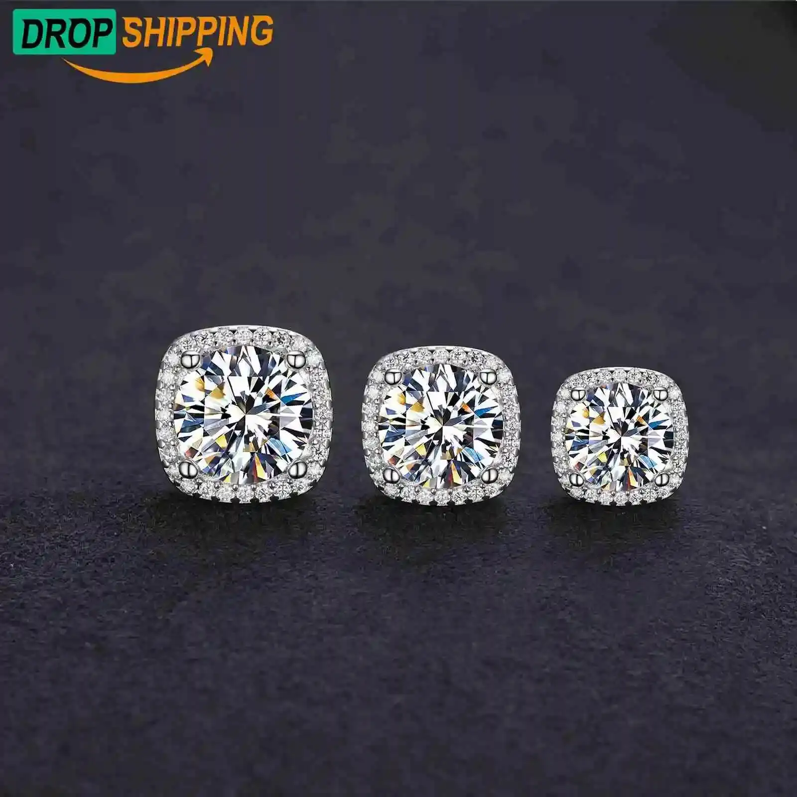 Dropshipping New Arrival Fashion Mens Jewelry 4ct 925 Sterling Silver VVS Moissanite Diamond Halo Magnetic Earrings
