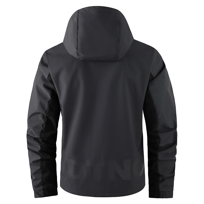 Wasserdichte Herren-Jacke mit Markenbeschriftung und Farbblock-Motiv – atmungsaktiv mit mehreren Taschen, vielseitig einsetzbar für Camping, Reisen und Alltag