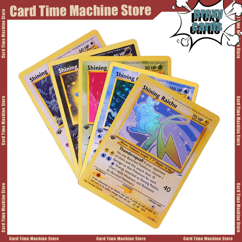 Pokémon 1ST Edition Classic Base Cards FOIL Proxy Cards Entertainment Games PKM Shining Charizard Collection Board Games Card