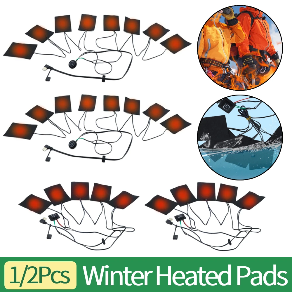

1/2Pcs 1-5/1-8 Winter Heated Pads Washable DIY Heated Clothing Pad 3 Levels Waterproof Electric Cloth Heater for Outdoor Camping