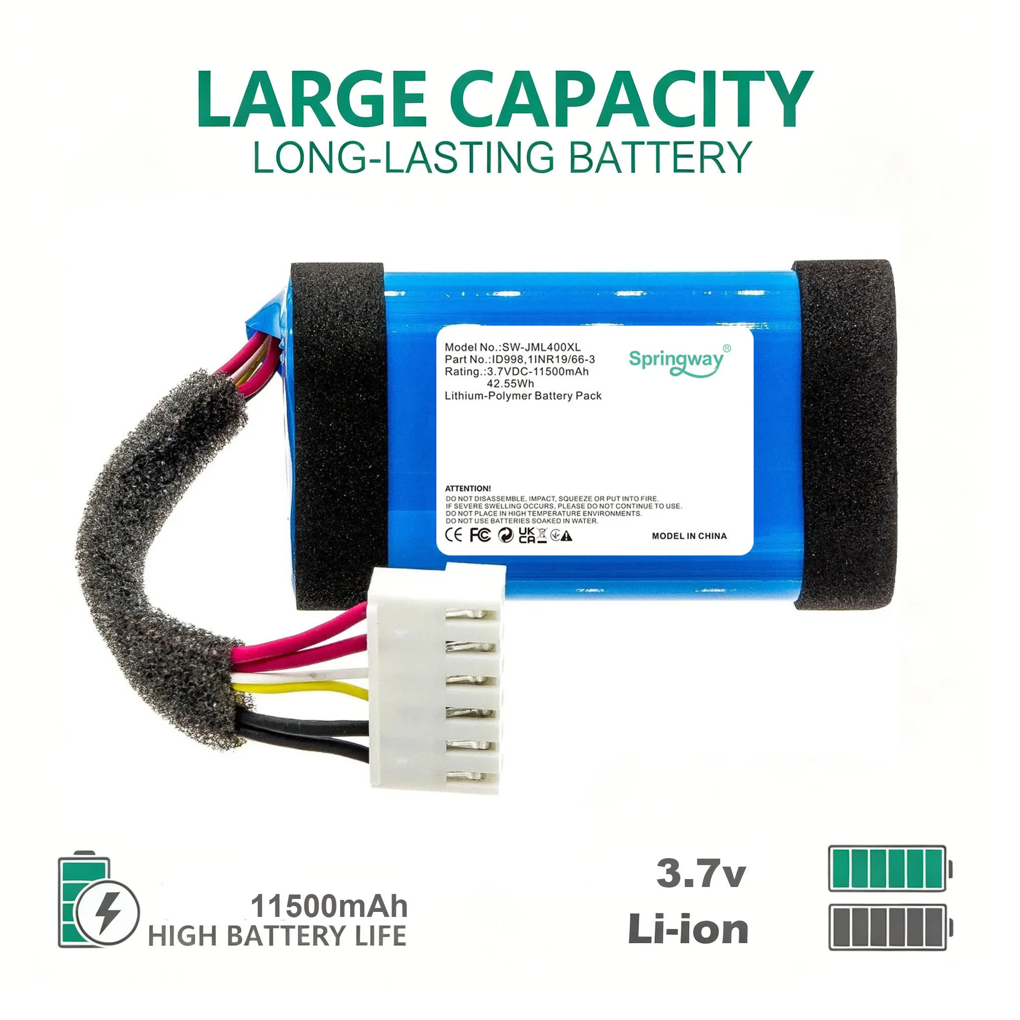Speaker Battery  for JBL JBLCHARGE4BLUAM Charge 4J 4BLK 11500mAh 1INR19/66-3 ID998-B IY1068 SUN-INTE-118 SUN-INTE-156