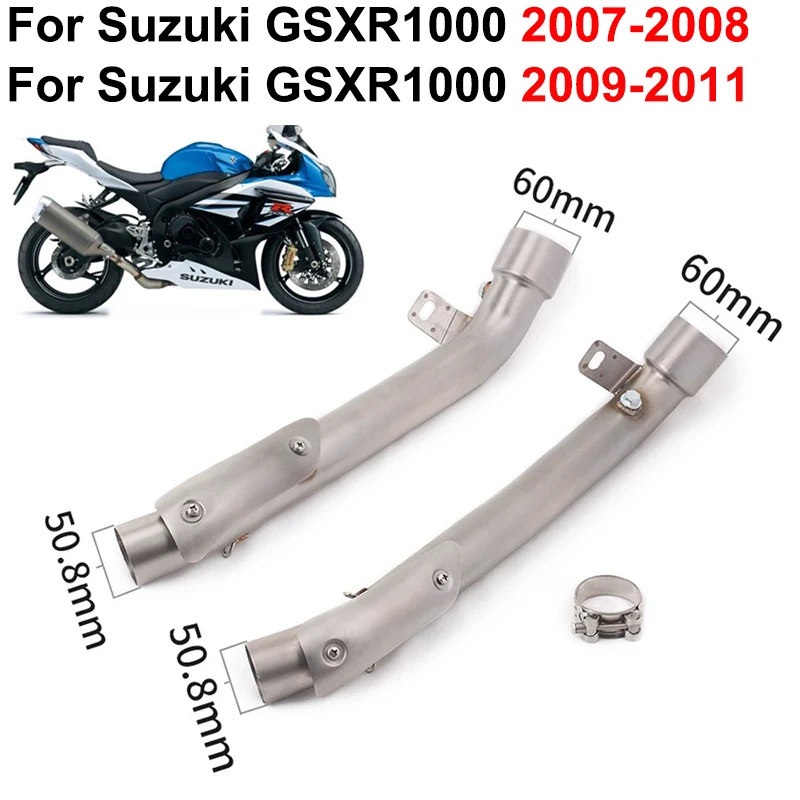 Slip On For SUZUKI GSX-R1000 GSXR1000 K7 K8 K9 L0 L1 2007 - 2011 Motorcycle Exhaust Middle Link Pipe Modify Escape Muffler Tube