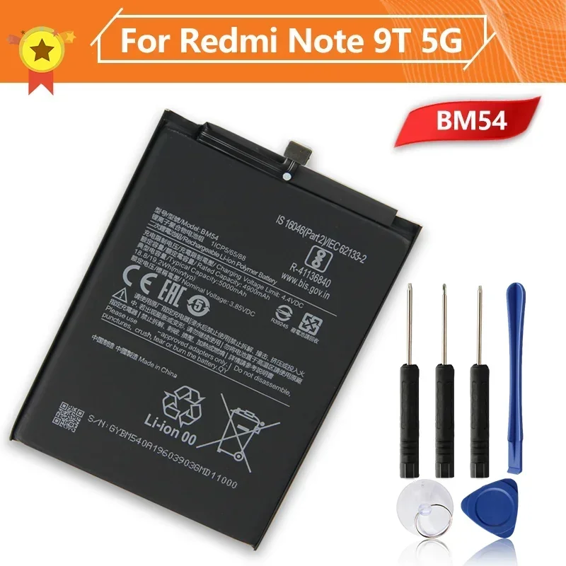 

BM54 Phone Battery For Xiaomi Redmi Note9T Note 9T 5G High Quality Replacement Batteries With Tool