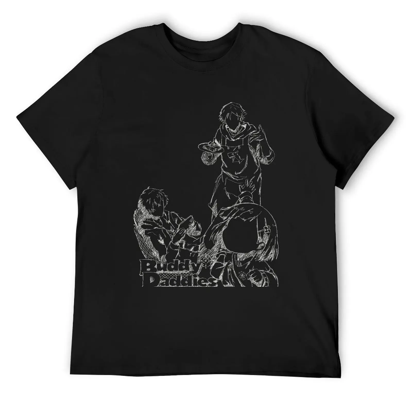 

BUDDY DADDIES NEW KEY VISUAL IN TRANSPARENT WHITE PENCIL SKETCH Футболка оверсайз футболки мужская Мужская одежда