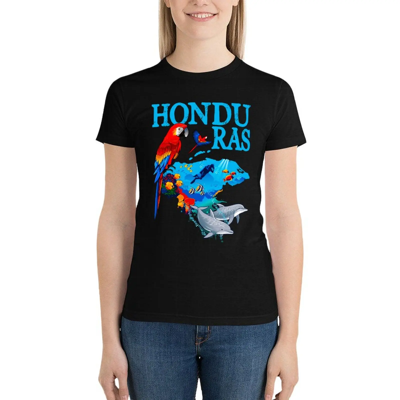 T-shirt surdimensionné de carte touristique du Honduras pour femmes, vêtements esthétiques, haut d'été, vêtements Kawaii