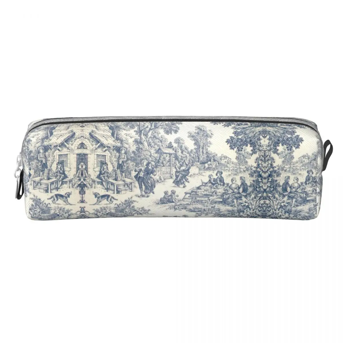 Customized Toile De Jouy Number 2 Cute Pencil Cases Girl Boy French Navy Blue Motif Pencil Bags School Supplies Pouch