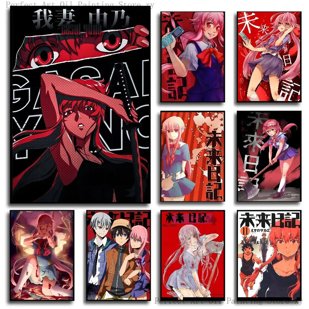 1PC Anime Figure Mirai Nikki The Future Diary Poster Paper Print Home Living Room Bedroom Entrance Bar Cafe Art Painting