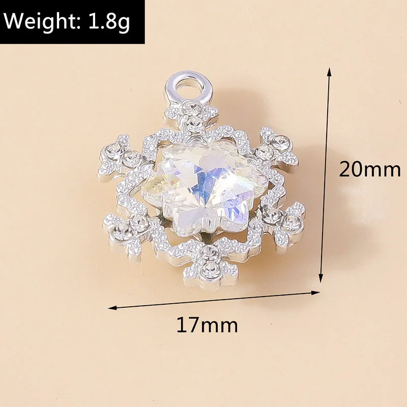 Leslie 10 Stück 17 x 20 mm brillante Kristall-CZ-Schneeflocken-Charms-Anhänger für Schmuckherstellung, Weihnachten, Ohrringe, Halskette, Zubehör – Detail 1