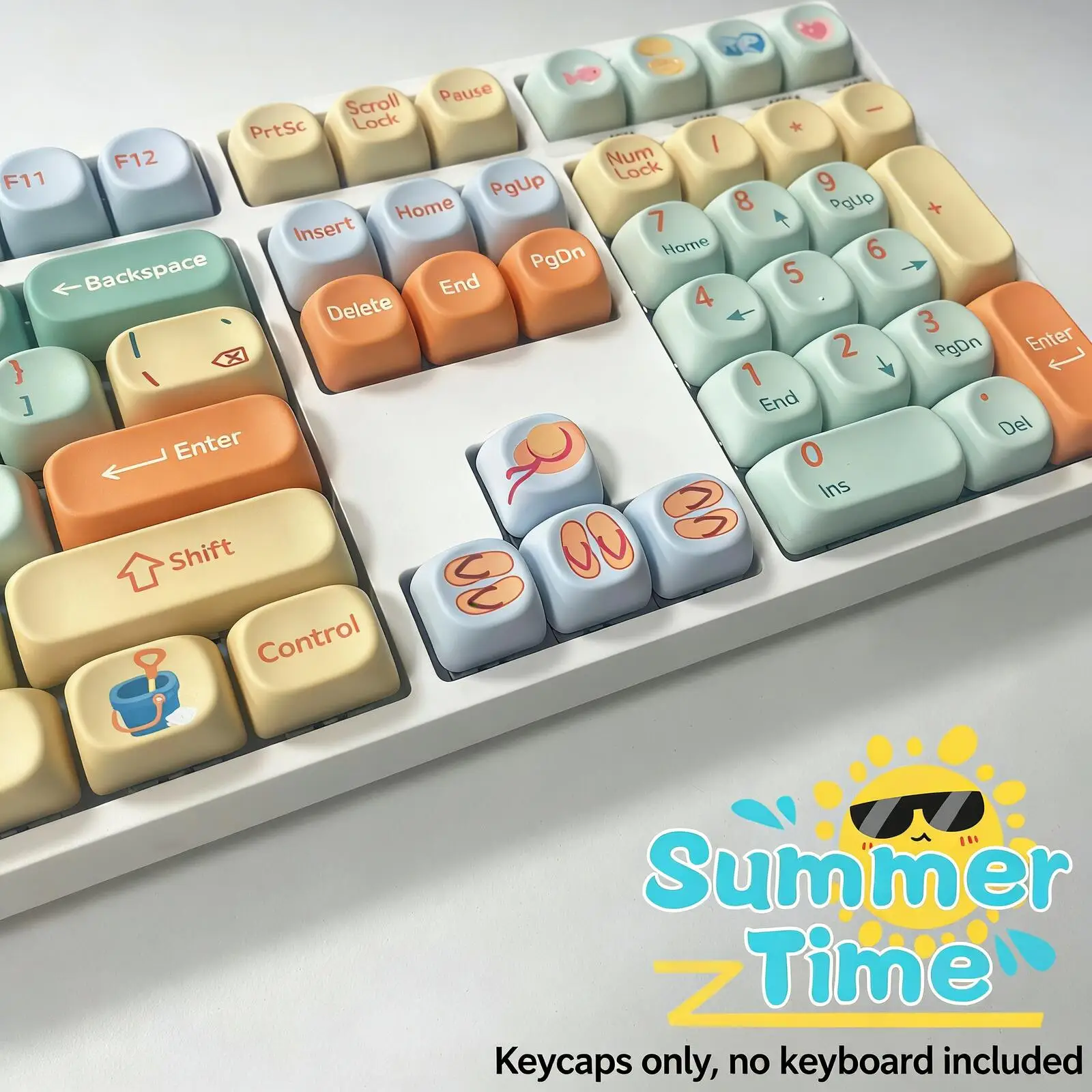 Lucky Cat Theme Cute MOA Keycaps, 5-Sided Dye-Sublimation PBT Material, Wear Resistant Keycaps For Mechanical Keyboard Gamer DIY