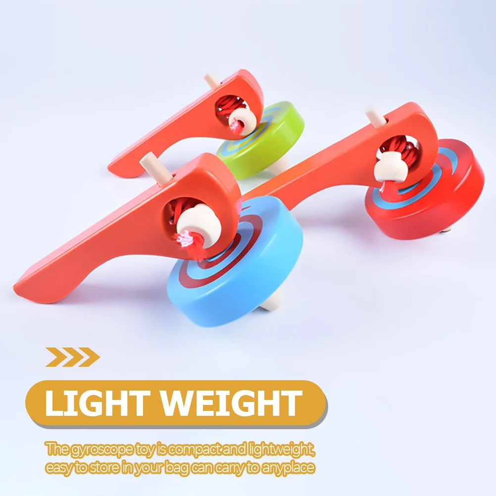 Handle Cable Gyro Educational Gyroscope Toy Children Wood Preschool Toddler Kids Toys