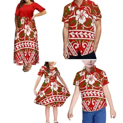 Samoan Family Suit Polynesian Tribe Design Women'S Crew Neck Dress Girls Dress Casual Men'S Shirt Boys Shirt Fashion Top