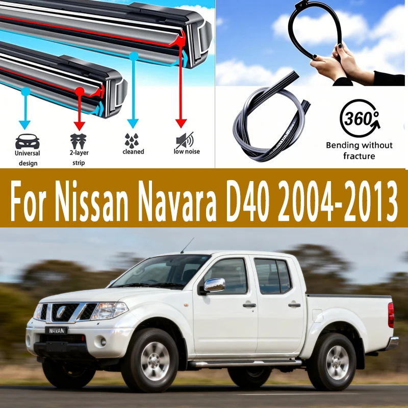 

For Nissan Navara D40 2004-2013 2010 2012 Wiper U-type Soft Rubber Boneless Wiper HD Quiet Durable Automotive Wiper 24"+19"