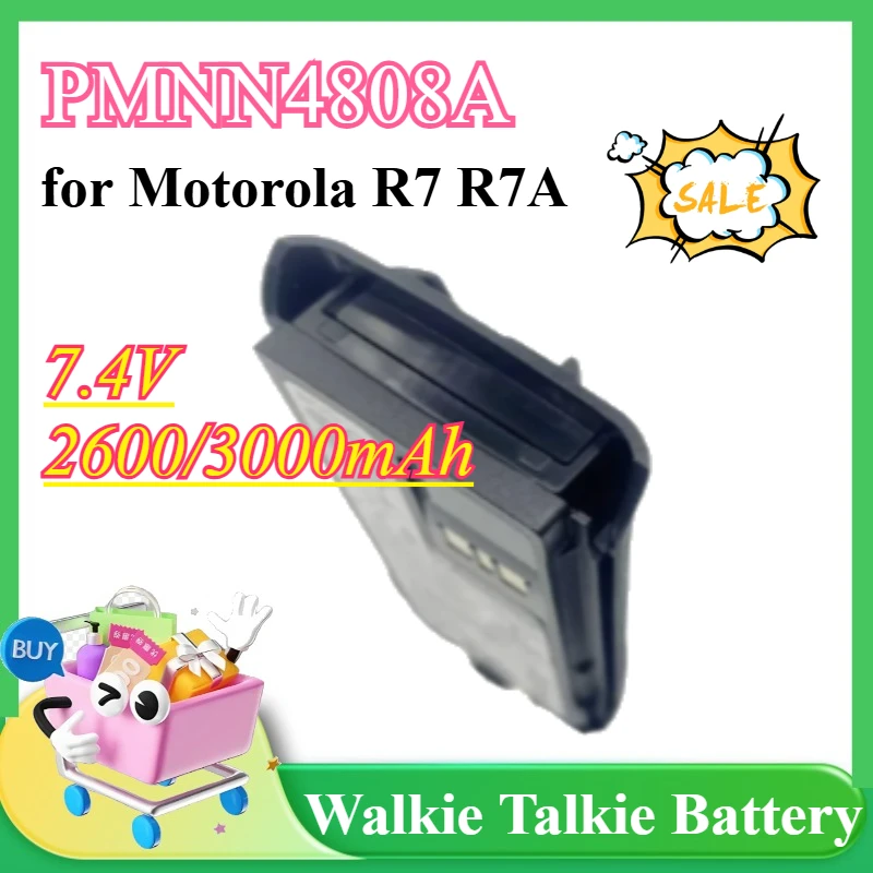 PMNN4808A 7.4V 2600/3000mAh Rechargable Battery with Type-C USB Charging for Motorola R7 R7A PMNN4807 PMNN4809 Two Way Radio