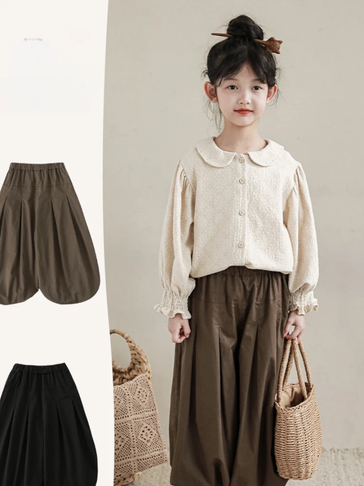 

Autumn Girls' 3D Pleated Loose Pants Mothers and Daughters' Parent-child Clothing Family Matching Outfits Kids Clothes Girls