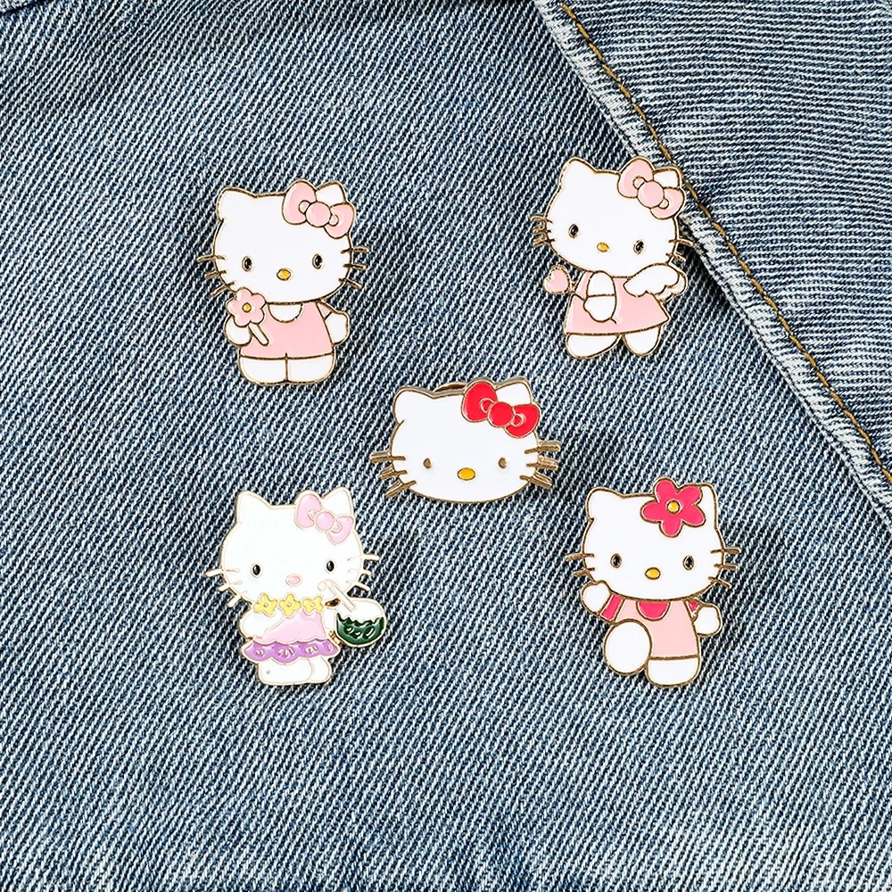 Sanrio Hello Kitty KT Cat Lapel Pins for Backpacks Brooches for Women Kids Enamel Pin Gift Cosplay Fashion Jewelry Accessories