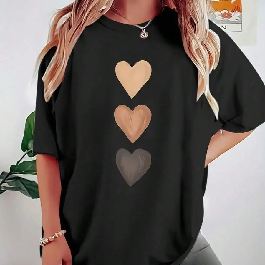 

Womens Loose Fit Black T-Shirt Casual Daily Wear Oversized Round Neck Top