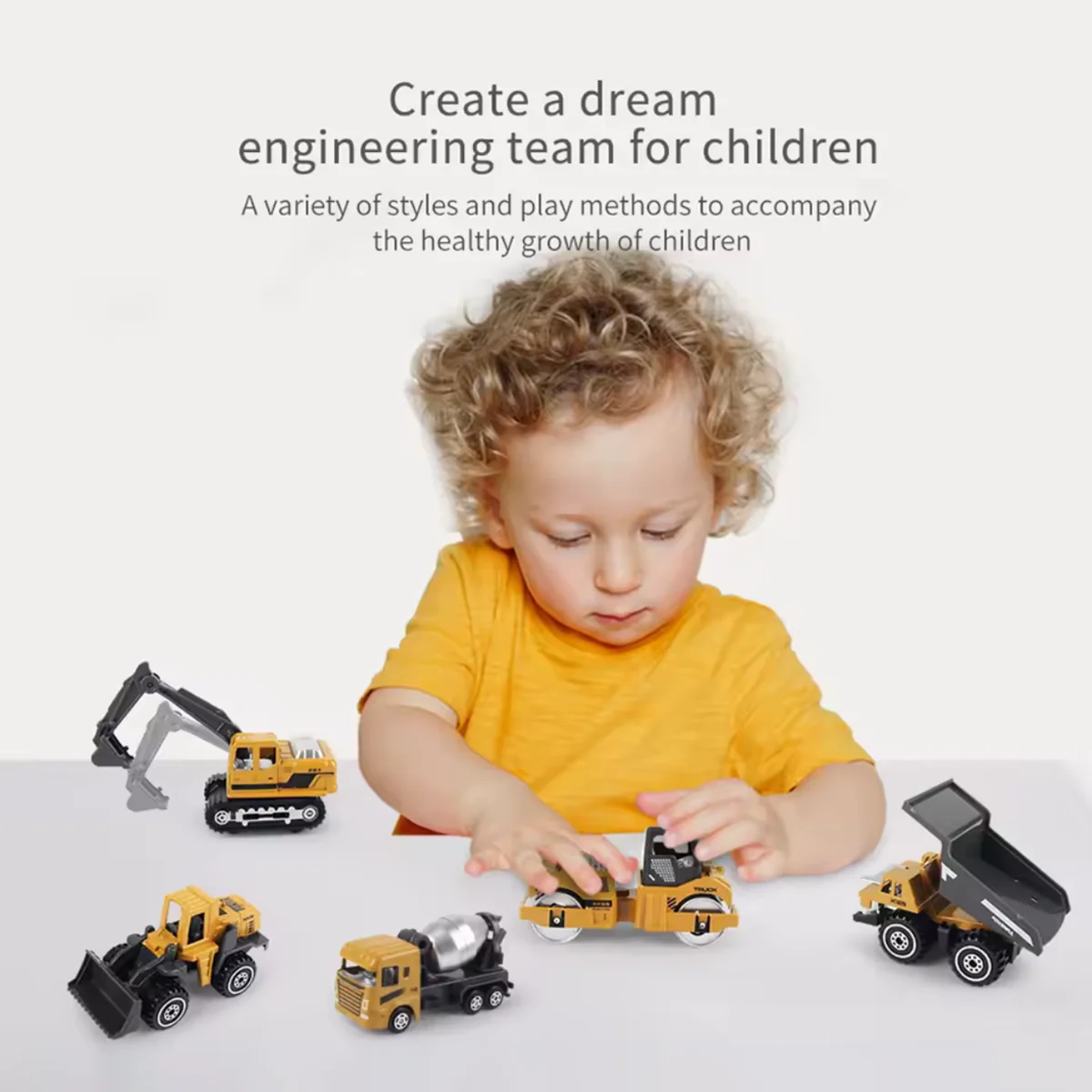 6pcs/set Alloy Engineering Truck Loader Tractor Excavator Classic Construction Model Vehicle Toys Educational Toys for Kid Gifts