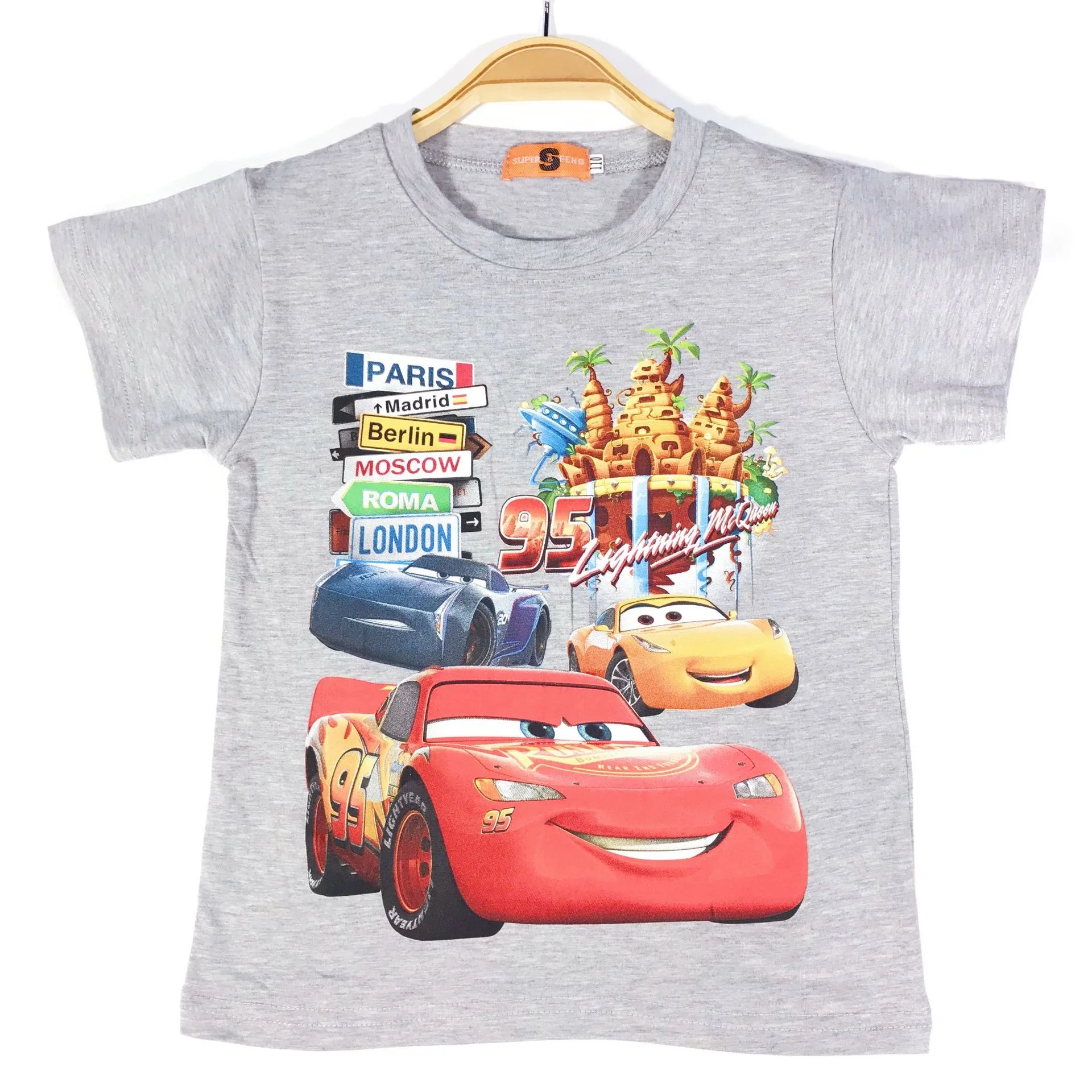 

Boys T-shirt 2024 New Kid Shirts Summer Short-sleeved for Children's 100％Cotton Baby Tee Clothes Kids Tops Car McQueen 3-9Y