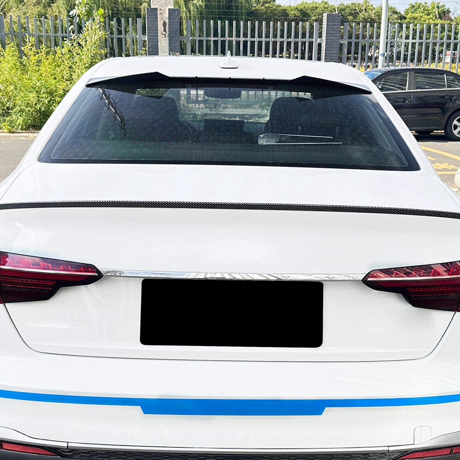 หลังคารถTrunkฝาปิดด้านหลังสปอยเลอร์ปีกDecklid LipสําหรับAudi A4 B9 ซีดาน 2017 2018 2019 2020 2021 2022 2023 2024