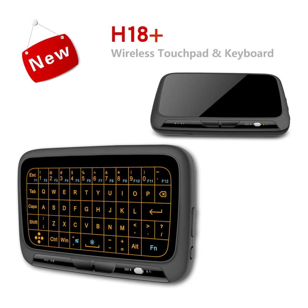 H18 Mini Full Touch Screen 2.4GHz Air Mouse Touchpad Backlight Wireless Keyboard Plug And Play Smart QWERTY Keyboard for IPTV