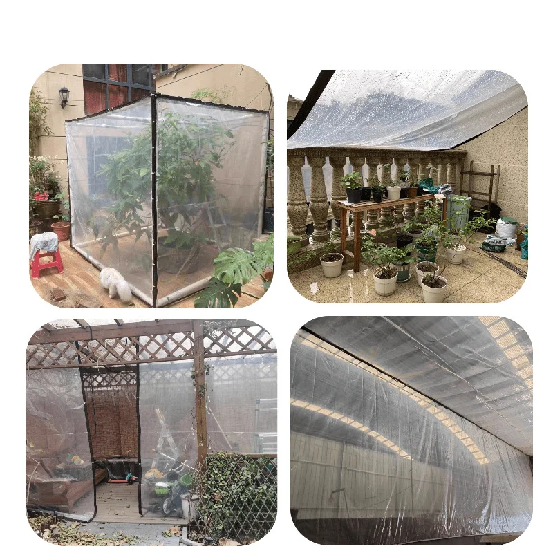 Transparent Thickened Waterproof Tarp Outdoor Sunshade Rainproof Canopy Cover Cold Proof Insulation Cloth for Plants Greenhouse