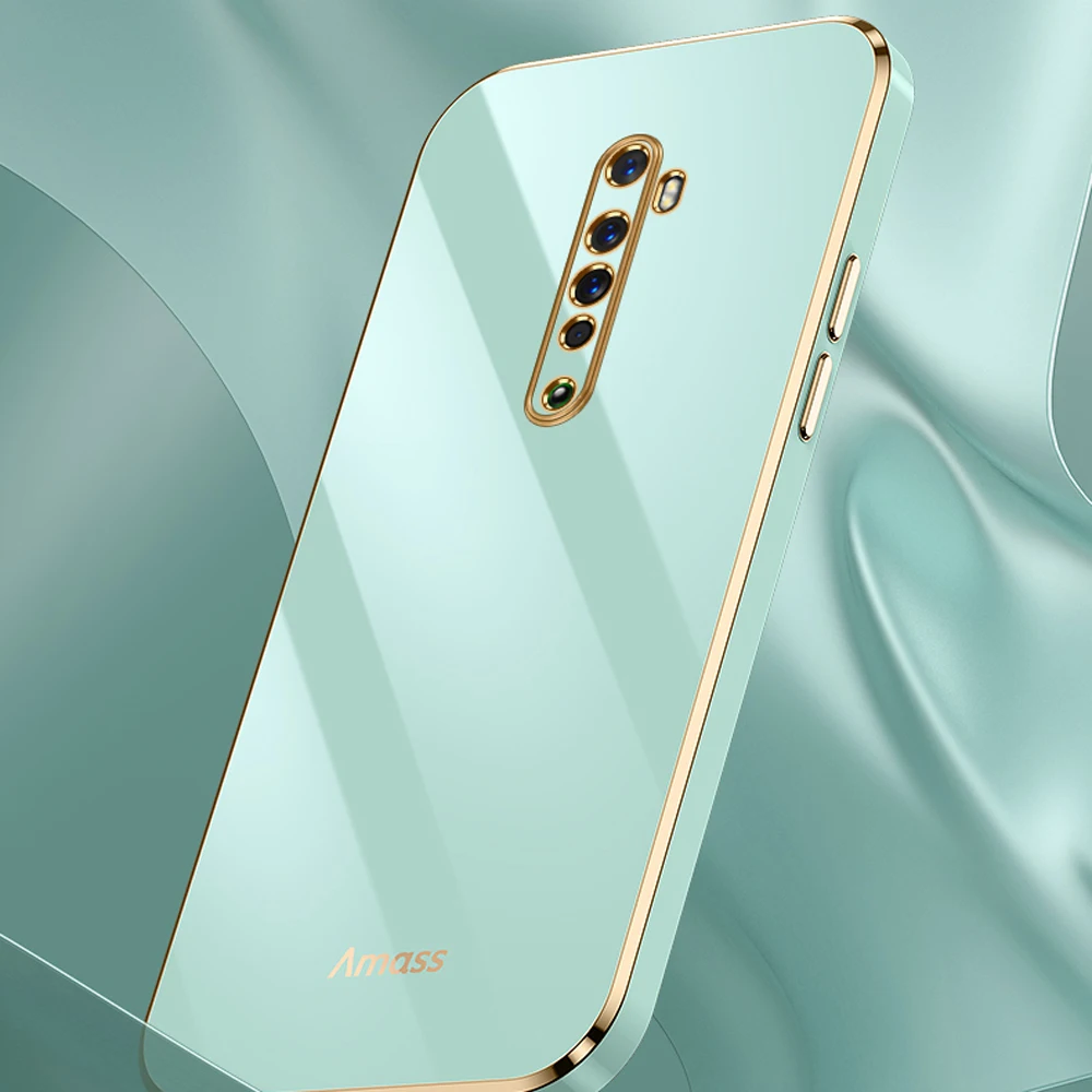 Voor Oppo Reno Case Luxe Vierkante Plating Oppo Renoz Telefoon Reno2z Case Shockproof Silicone Cover CPH1907 CPH1917 CPH1945Case