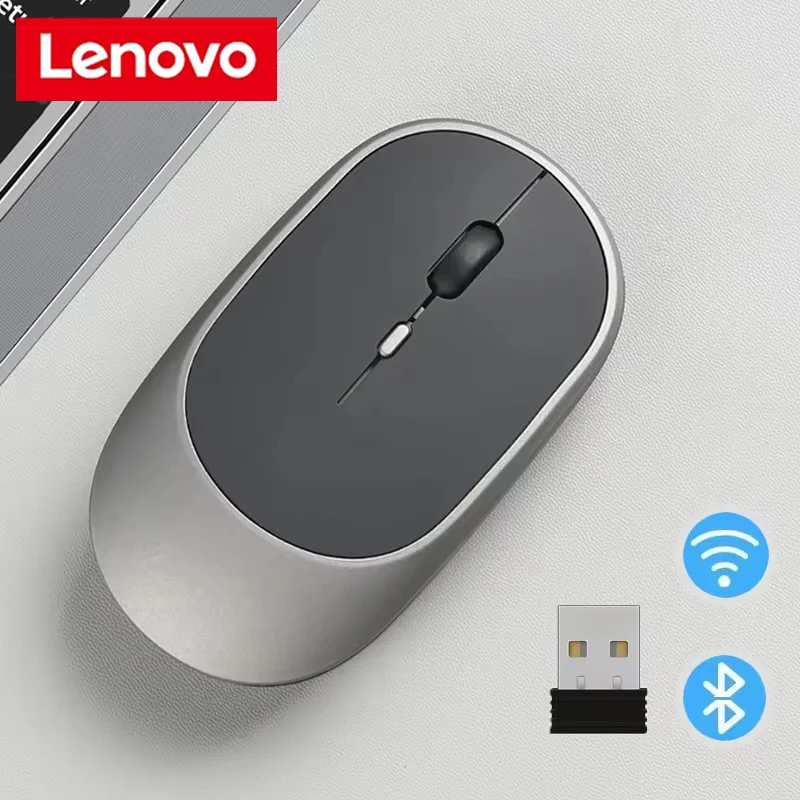 Lenovo Wireless Mouse Bluetooth-compatible 2.4G Silent Mice Adjustable DPI Ergonomic Design USB Rechargeable Gaming Office Mouse