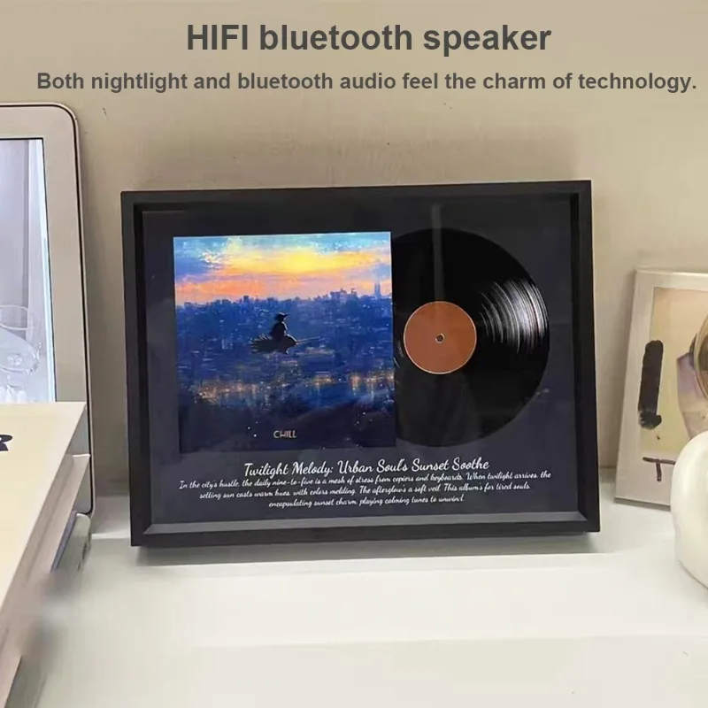

Retro Bluetooth Speaker Luminous Sound Picture Light Luxury Photo Frame Desktop Ornament HIFI Sound Quality Subwoofer BT5.3