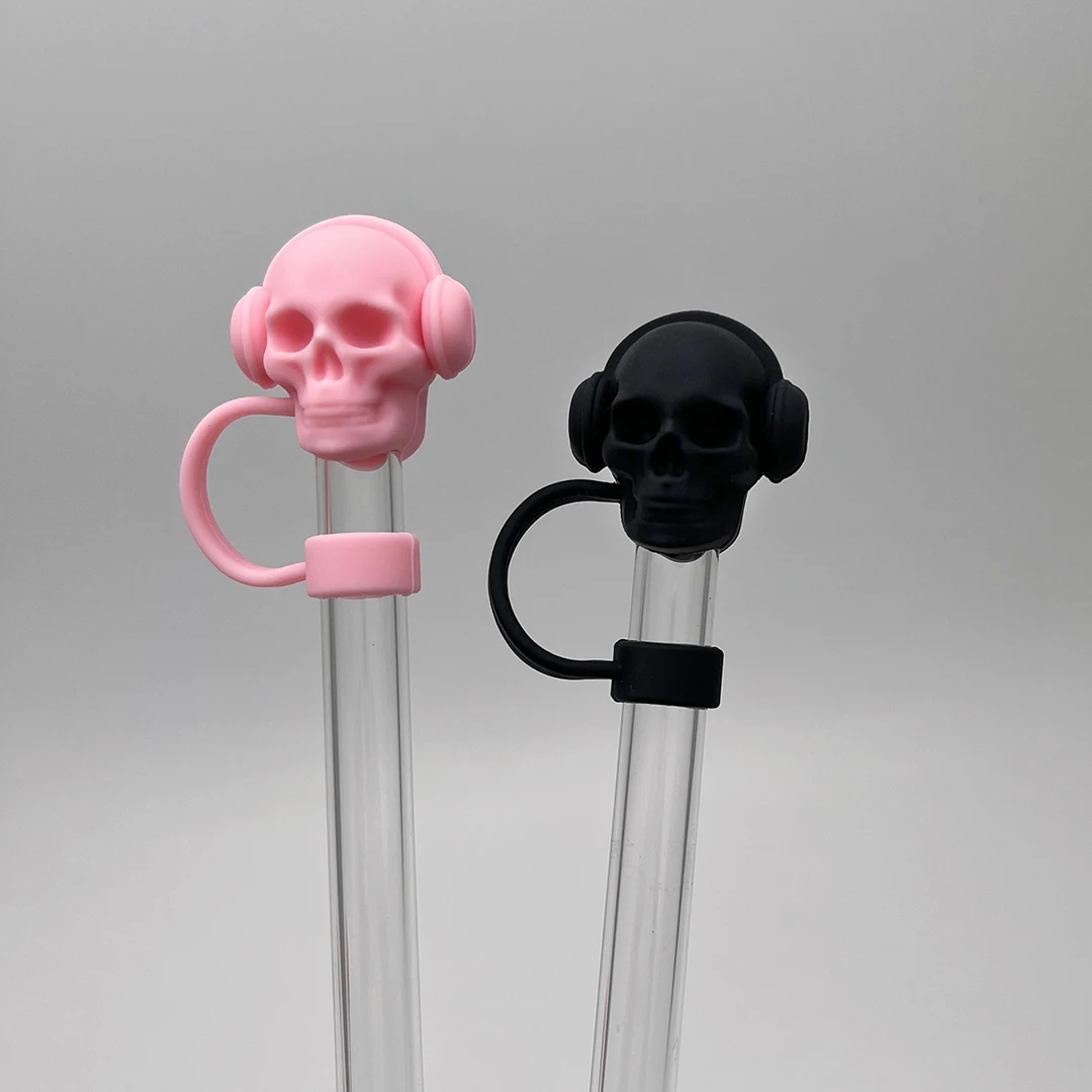 Skull Silicone Straw Covers Cap Tumblers Cup Accessories Reusable Dust-Proof Spill-Proof Plug Stopper For Stanley Water Bottle