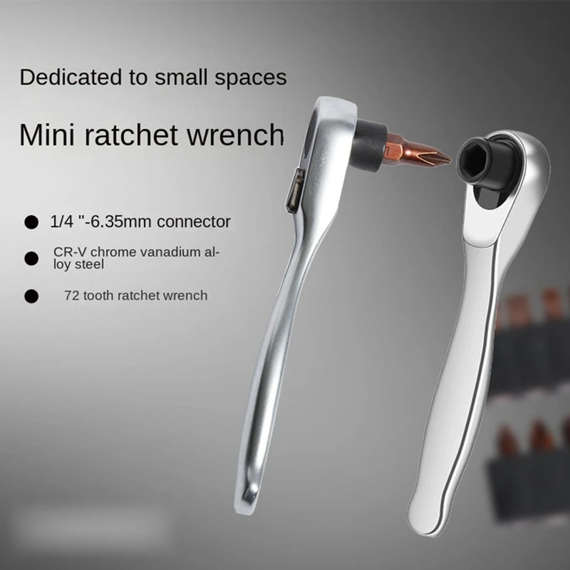 AC88 Mini Spiny Wheel Wrench 1/4 Positive and Reverse Fast Screwdriver, Inner Hexagonal Plums Blossom Multi -Function Set