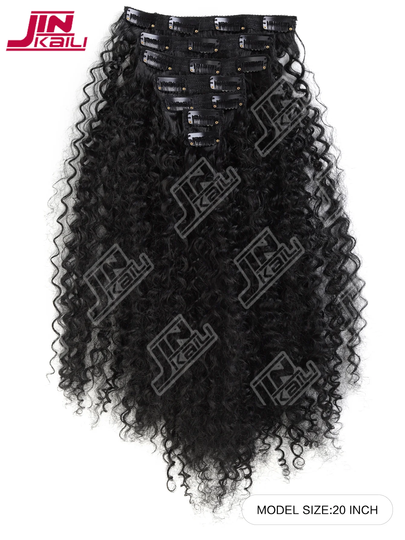 JKL الاصطناعية مجعد كليب في وصلات الشعر قطع الشعر الطبيعية وصلات شعر كليب في 7 قطعة كامل رئيس مشبك عضوي ins 20" #6