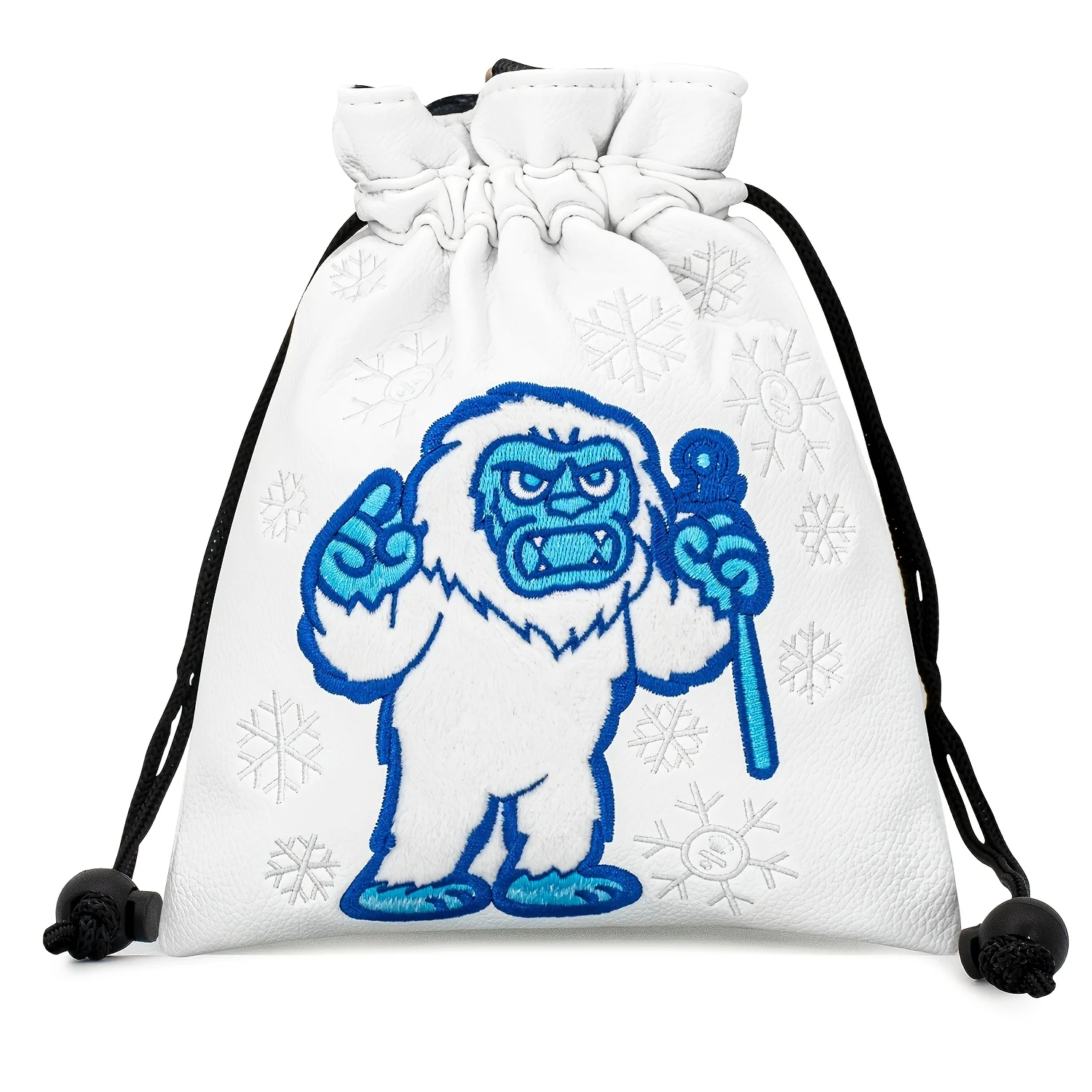 1pc White Golf Bag with Drawstring Closure, Portable And Durable PU Golf Ball And Tee Storage Bag, Ideal for Golfers