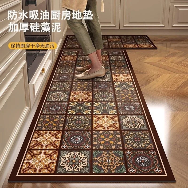VIKAMA BOHO Silica Mud Floor Mat - Suitable for Kitchen, Laundry Room, Easy to Clean, Entrance Hall Door Rug Home Decoration