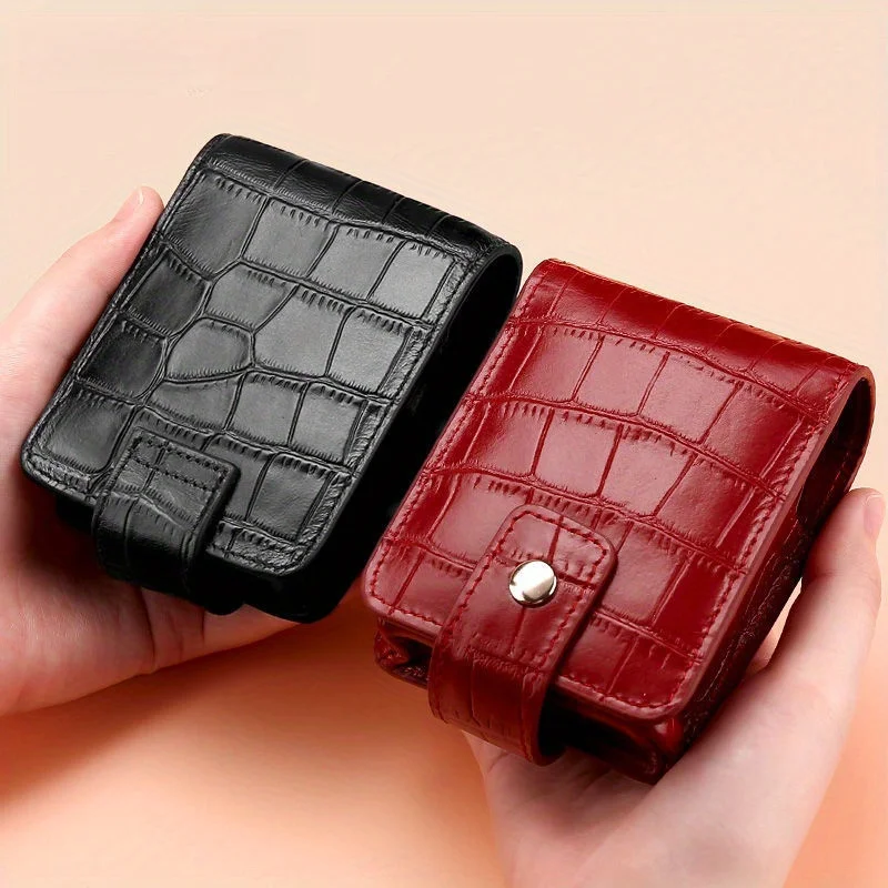 Simple crocodile pattern red envelope storage small portable makeup bag lipstick bag with mirror