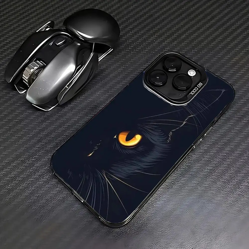 

Black cat pattern phone case for iPhone 16 15 14 13 12 11 Pro/ Max/Plus shock-proof rear cover anti-fingerprint