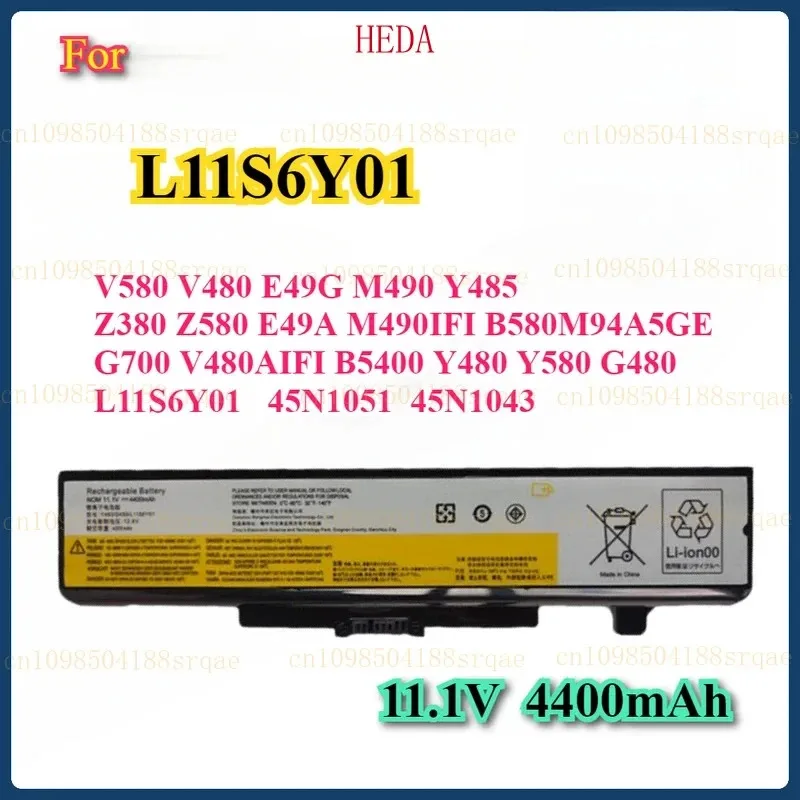 L11S6Y01 batería del ordenador portátil para V580 V480 E49G M490 Y485 Z380 Z580 E49A B580-M94A5GE M490-IFI G700 45N1043 45N1051 4400mAh