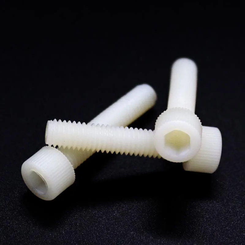 2/5/10/50pcs M3 M4 M5 M6 M8 M10 M12 DIN912 White Color Nylon Plastic Allen Driver Key Hexagon Hex Socket Cap Head Bolt Screw